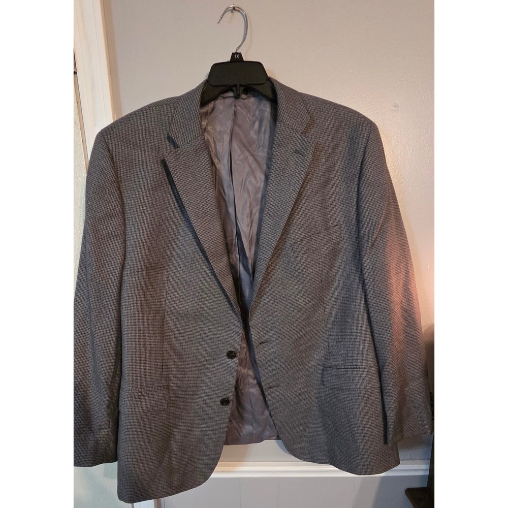 Lauren Ralph Lauren Mens Grey Houndstooth Two Button Blazer Sport Coat 50R